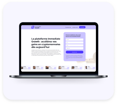 Plateforme Immediate Growth cryptomonnaies sur ordinateur